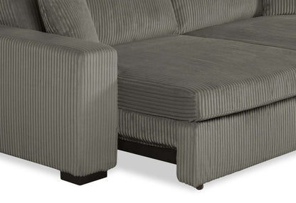 Canapé-lit pleine grandeur Stratus 108 en tissu fausse fourrure avec coulissement électrique - Gris brouillard | Canapé lit double Stratus de 108 po en tissu de fausse fourrure avec coulissement électrique - gris brouillard