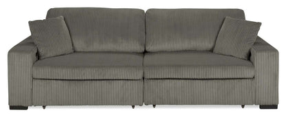 Canapé-lit pleine grandeur Stratus 108 en tissu fausse fourrure avec coulissement électrique - Gris brouillard | Canapé lit double Stratus de 108 po en tissu de fausse fourrure avec coulissement électrique - gris brouillard