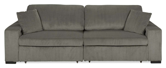 Canapé-lit pleine grandeur Stratus 108 en tissu fausse fourrure avec coulissement électrique - Gris brouillard | Canapé lit double Stratus de 108 po en tissu de fausse fourrure avec coulissement électrique - gris brouillard