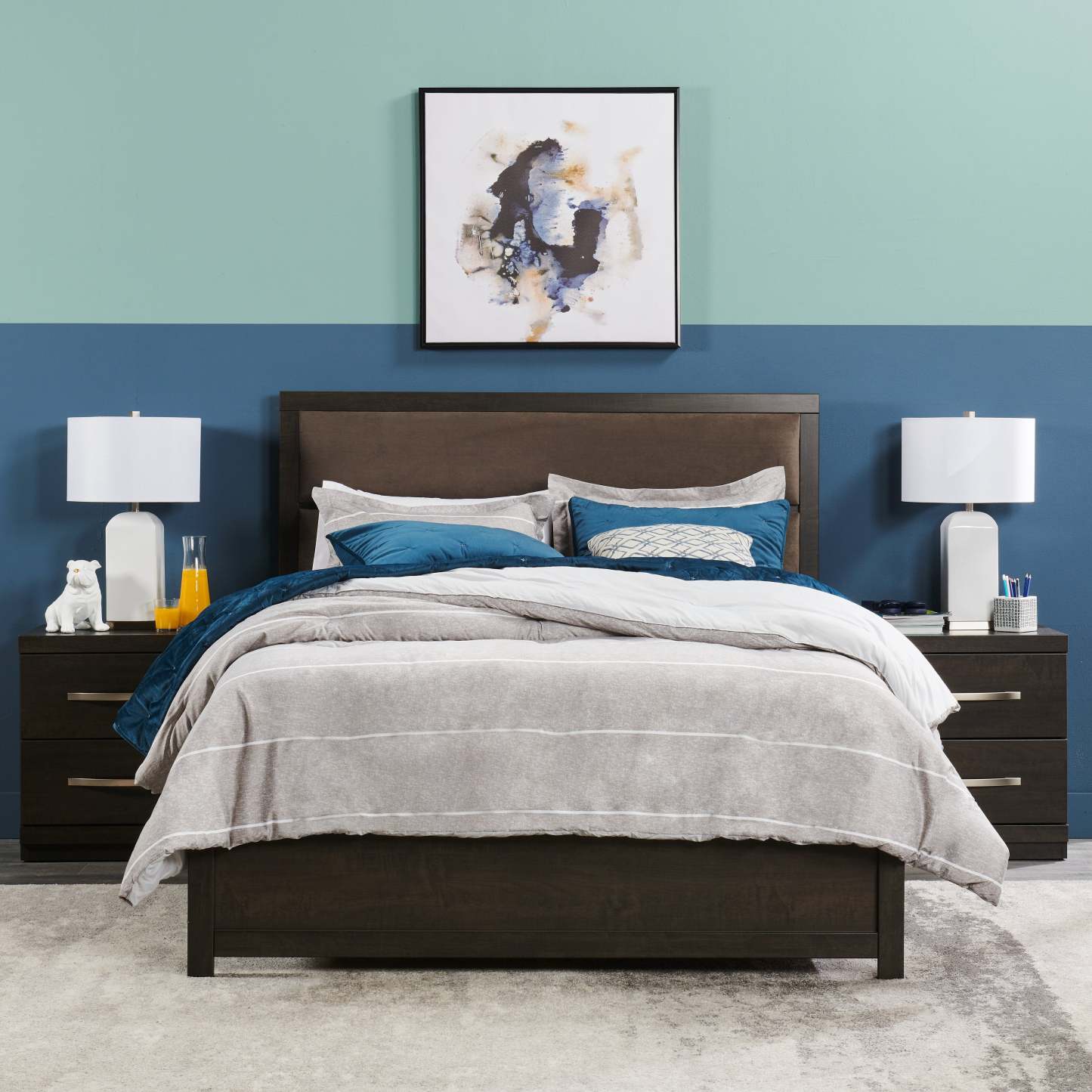 Stripes 3-Piece King Comforter Set - Grey| Ensemble d'édredon Stripes 3 pièces pour très grand lit - gris | STRPE3KG