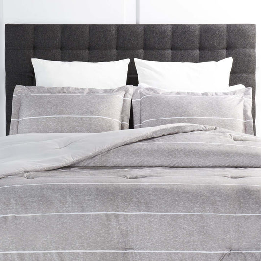 Stripes 3-Piece King Comforter Set - Grey| Ensemble d'édredon Stripes 3 pièces pour très grand lit - gris | STRPE3KG