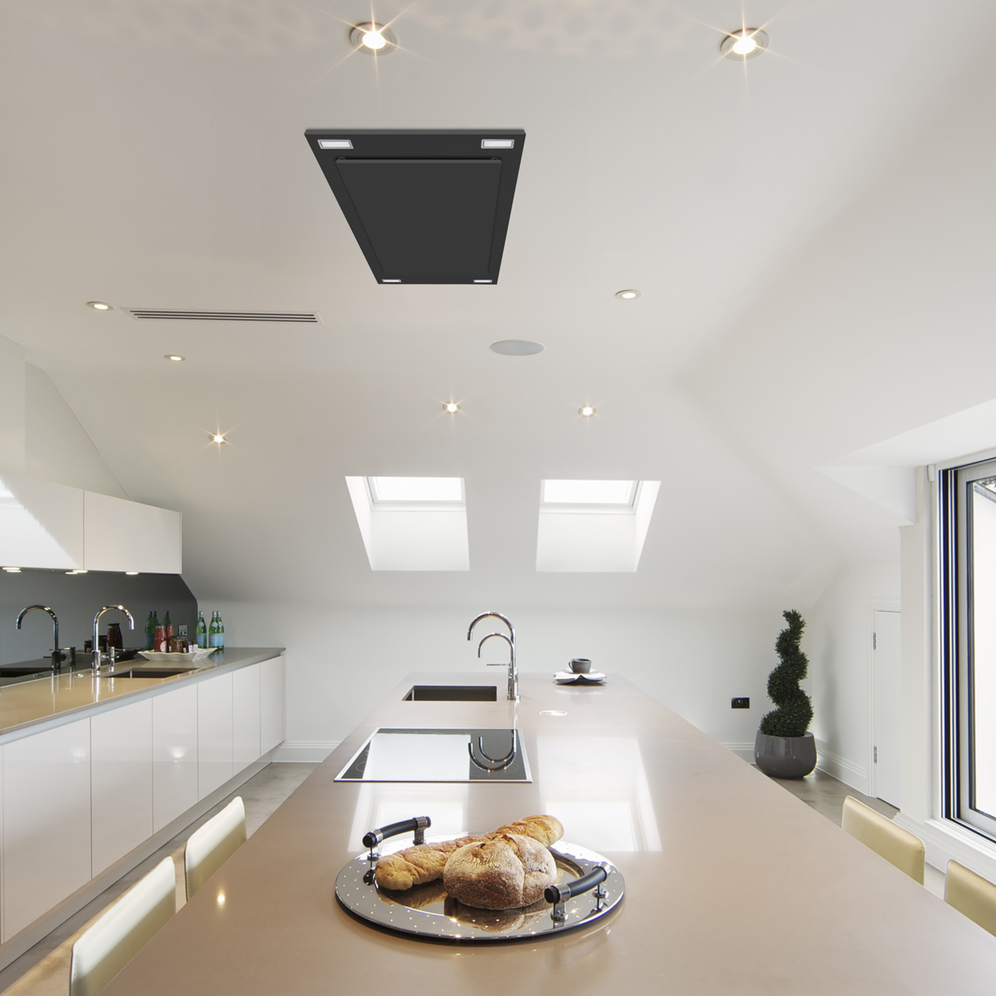 Victory Black Flush Ceiling Mount Range Hood - Sunset-BK|Hotte de cuisinière affleurée au plafond Victory noire - Sunset-BK