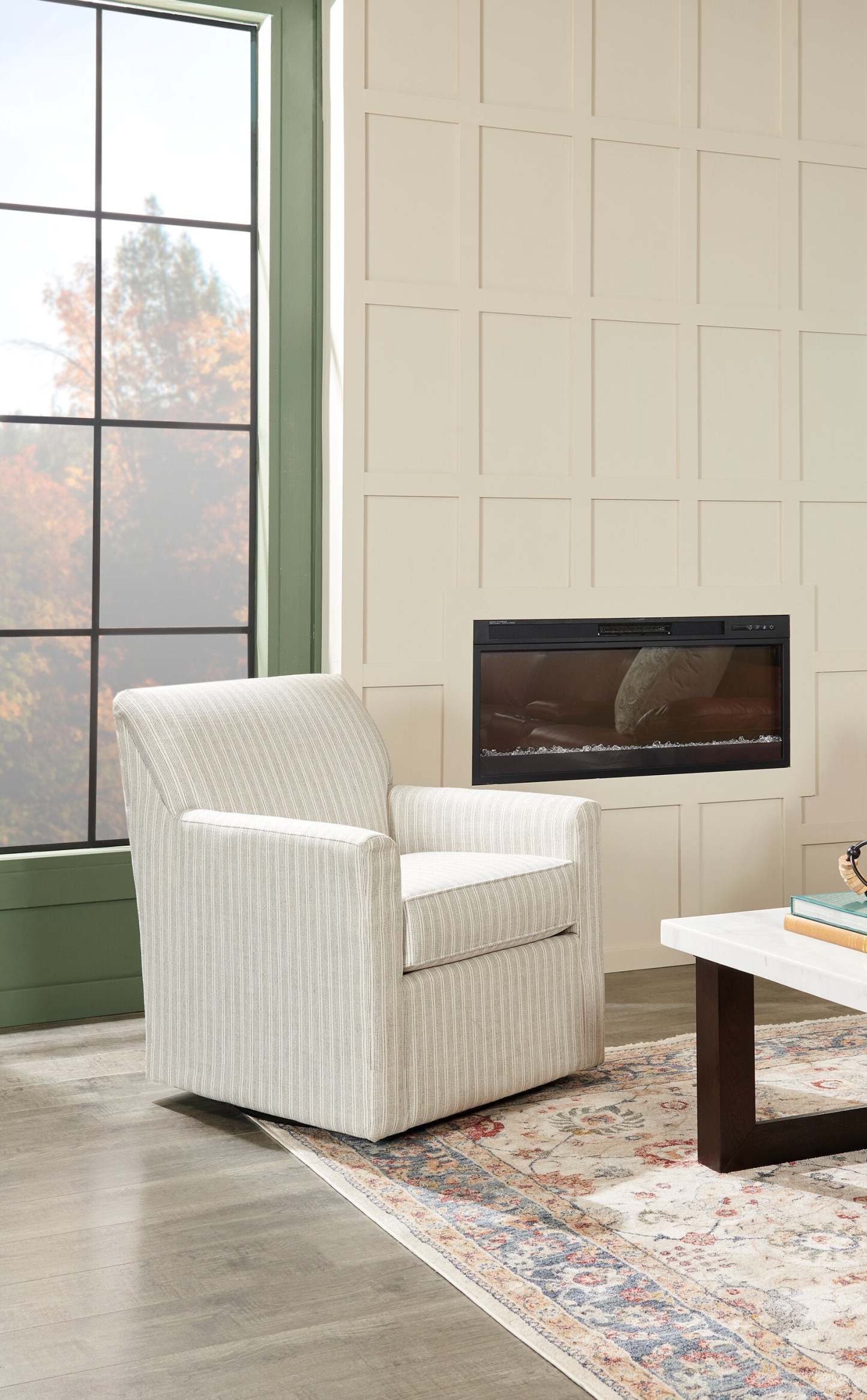 Fauteuil d'appoint pivotant personnalisable Sofa Lab de 31 po fabriqué au Canada en tissu - blanc Dolphin White | SWIV1160