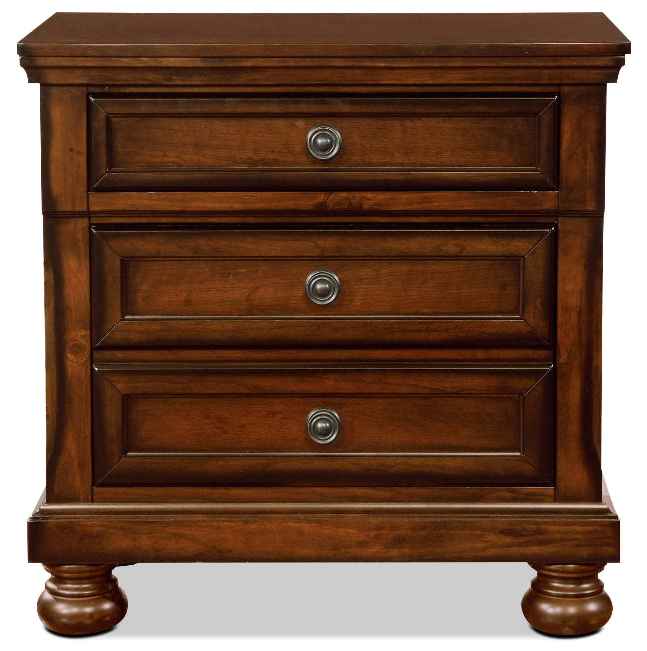 Table de nuit Chelsea à 3 tiroirs, 28 L x 28 H - Brun Cerise | Table de nuit Chelsea de 28 po (L) x 28 po (H) à 3 tiroirs - brun cerisier