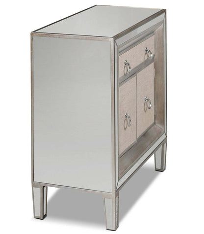 Enna 32 Glam Accent Cabinet with Drawer - Antiqued Silver|Armoire décorative somptueuse Enna de 32 po avec tiroir - argenté antique