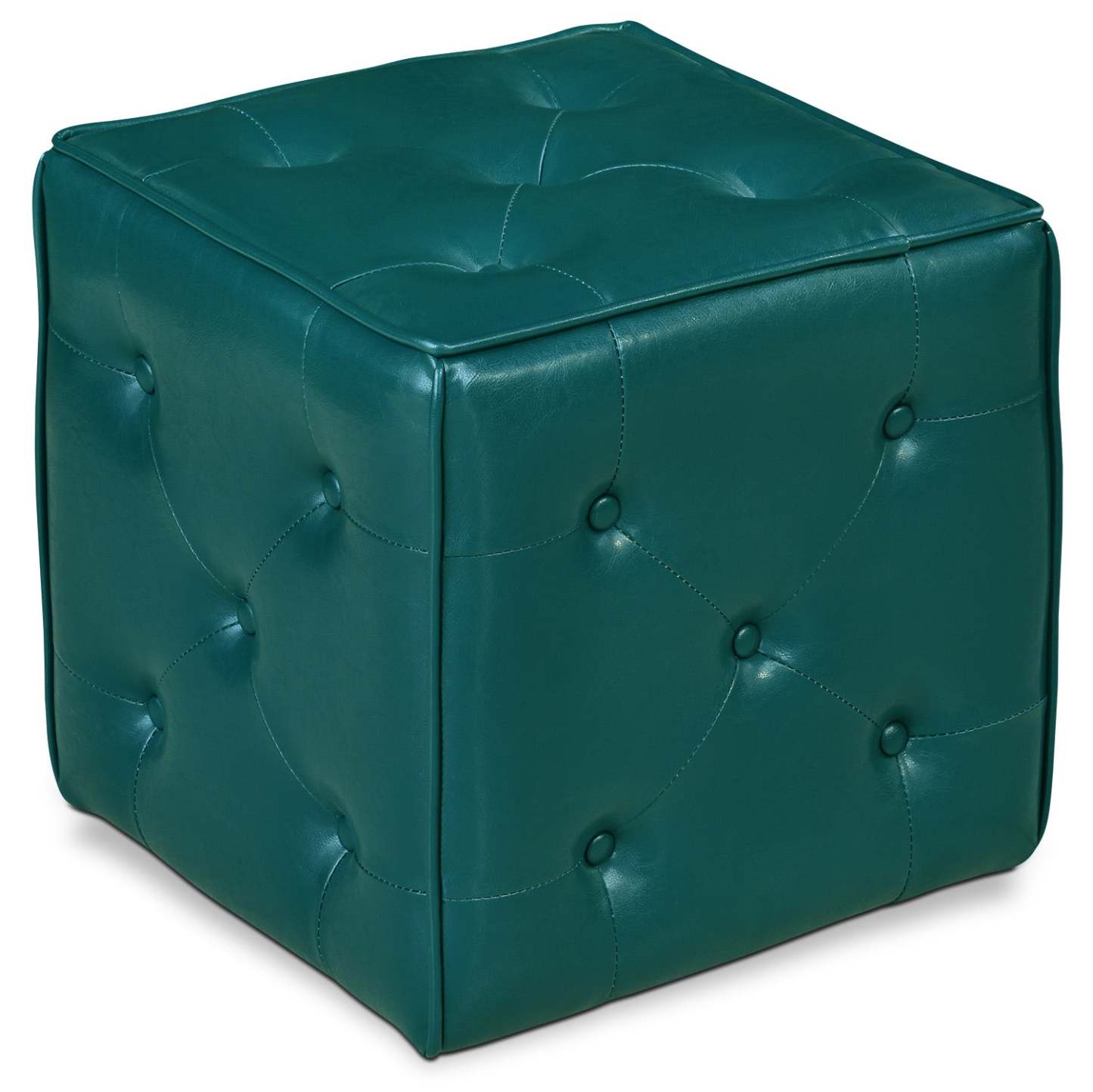 Talbott 17.5 Cube Ottoman - Teal Faux Leather|Pouf cubique Talbott de 17,5 po - similicuir bleu sarcelle