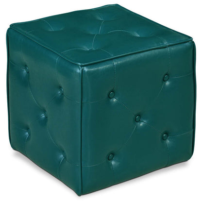 Talbott 17.5 Cube Ottoman - Teal Faux Leather|Pouf cubique Talbott de 17,5 po - similicuir bleu sarcelle