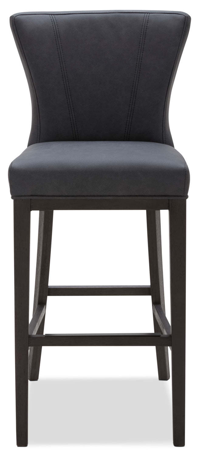 Quinn Barstool with Vegan Leather Fabric - Grey | Tabouret bar Quinn en tissu de cuir végétalien - gris