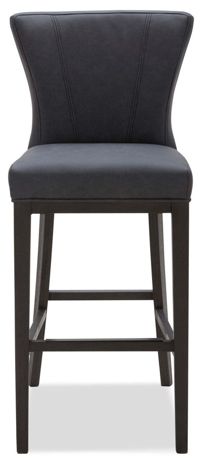 Quinn Barstool with Vegan Leather Fabric - Grey | Tabouret bar Quinn en tissu de cuir végétalien - gris