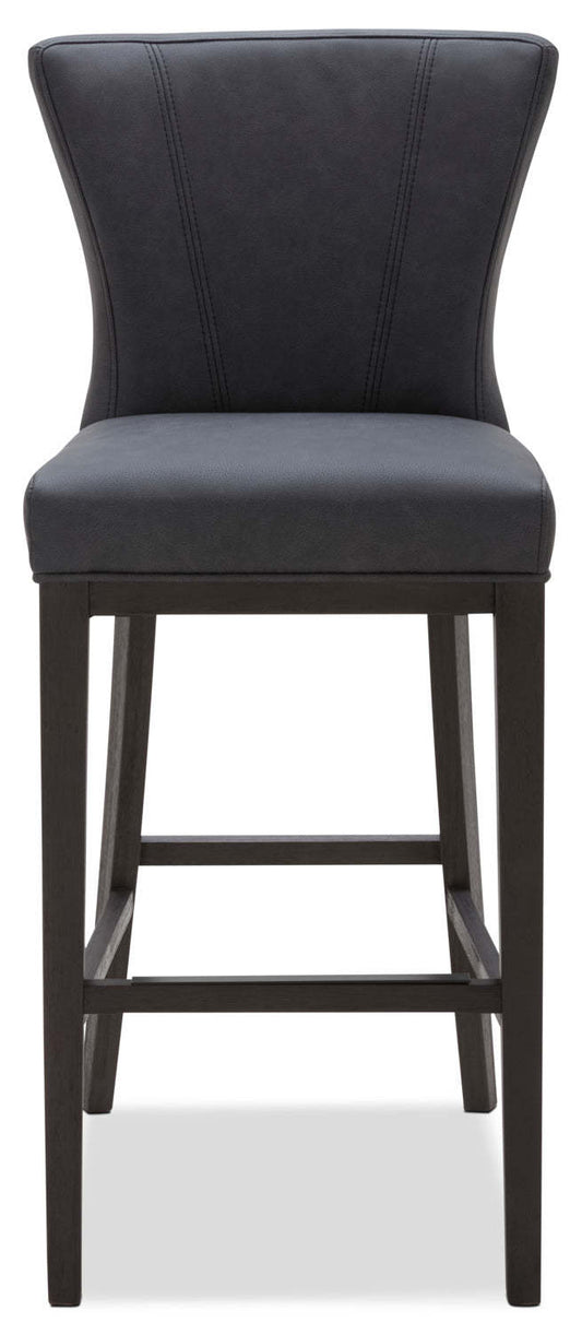 Quinn Barstool with Vegan Leather Fabric - Grey | Tabouret bar Quinn en tissu de cuir végétalien - gris