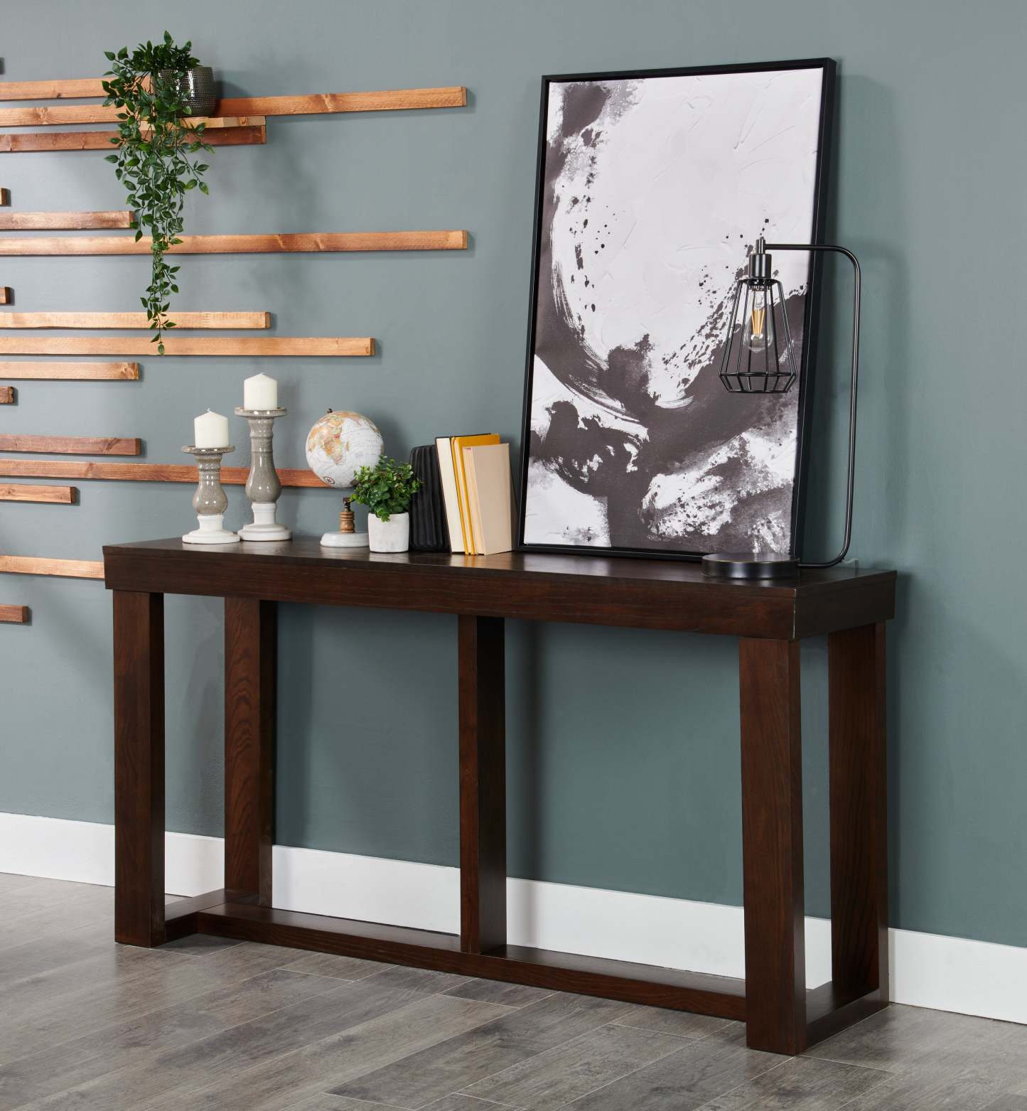 Watson 67 Contemporary Sofa Table - Dark Brown Wood|Table de salon contemporaine Watson de 67 po - bois brun foncé