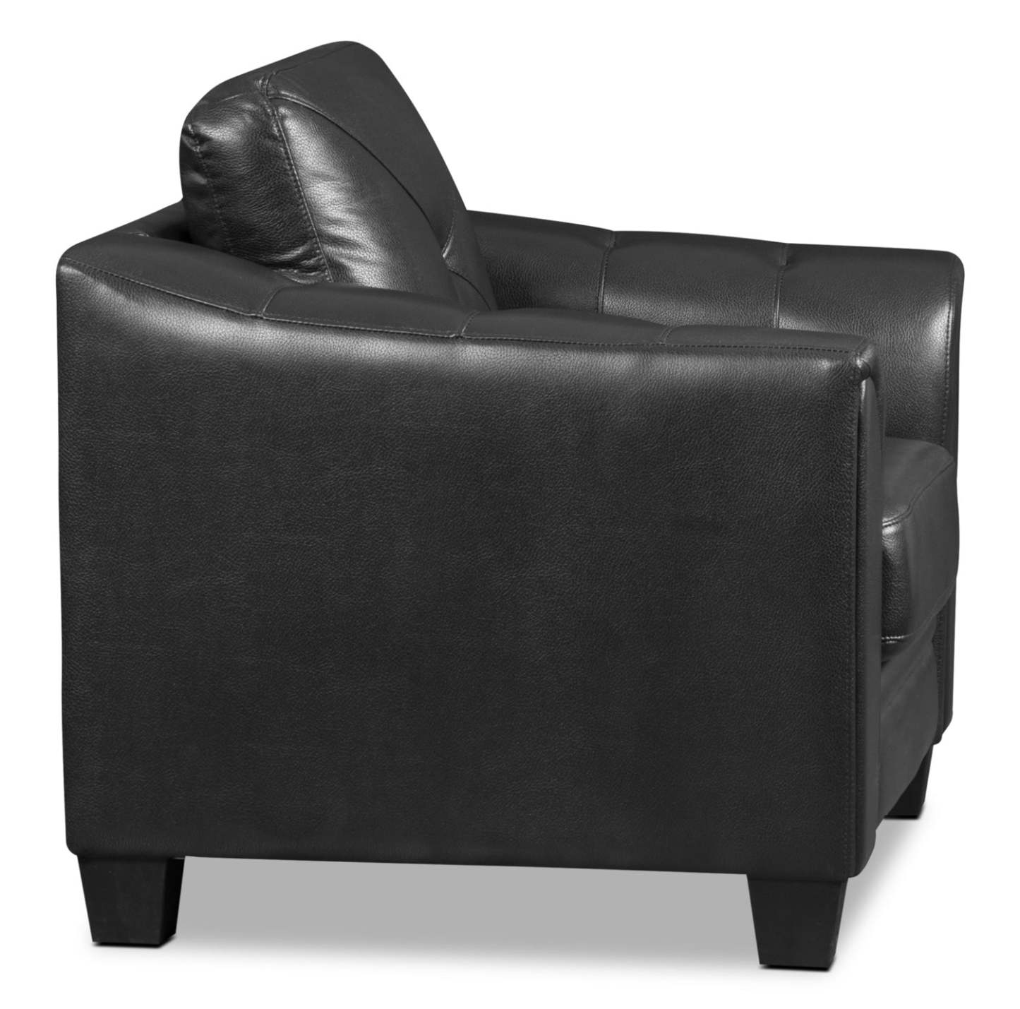 Canapé Andi 40 en tissu d'apparence cuir avec capitonnage de boutons - Noir | Canapé Andi de 40 po en tissu d'apparence cuir avec capitonnage - noir