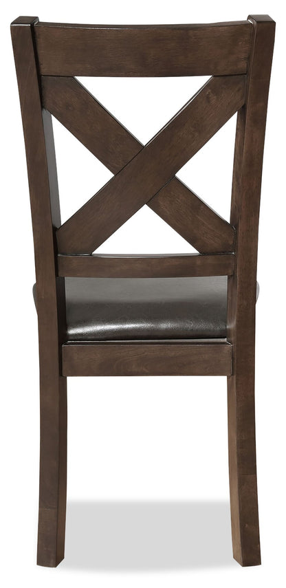 Chaise de salle à manger Talia en tissu de cuir végétalien avec dossier entrecroisé - gris-brun | Talia Dining Chair with Vegan-Leather Fabric, Cross-Back - Grey/Brown