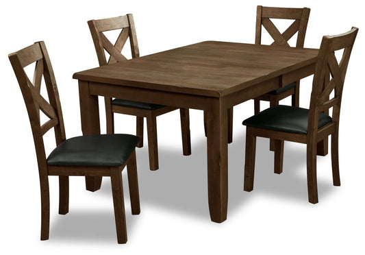Talia 5pc Dining Set with Table & 4 Chairs, 60-78W Extension - Grey/Brown | Ensemble de salle à manger Talia 5 pièces avec table, rallonge de 60 po à 78 po (L) et 4 chaises - gris-brun