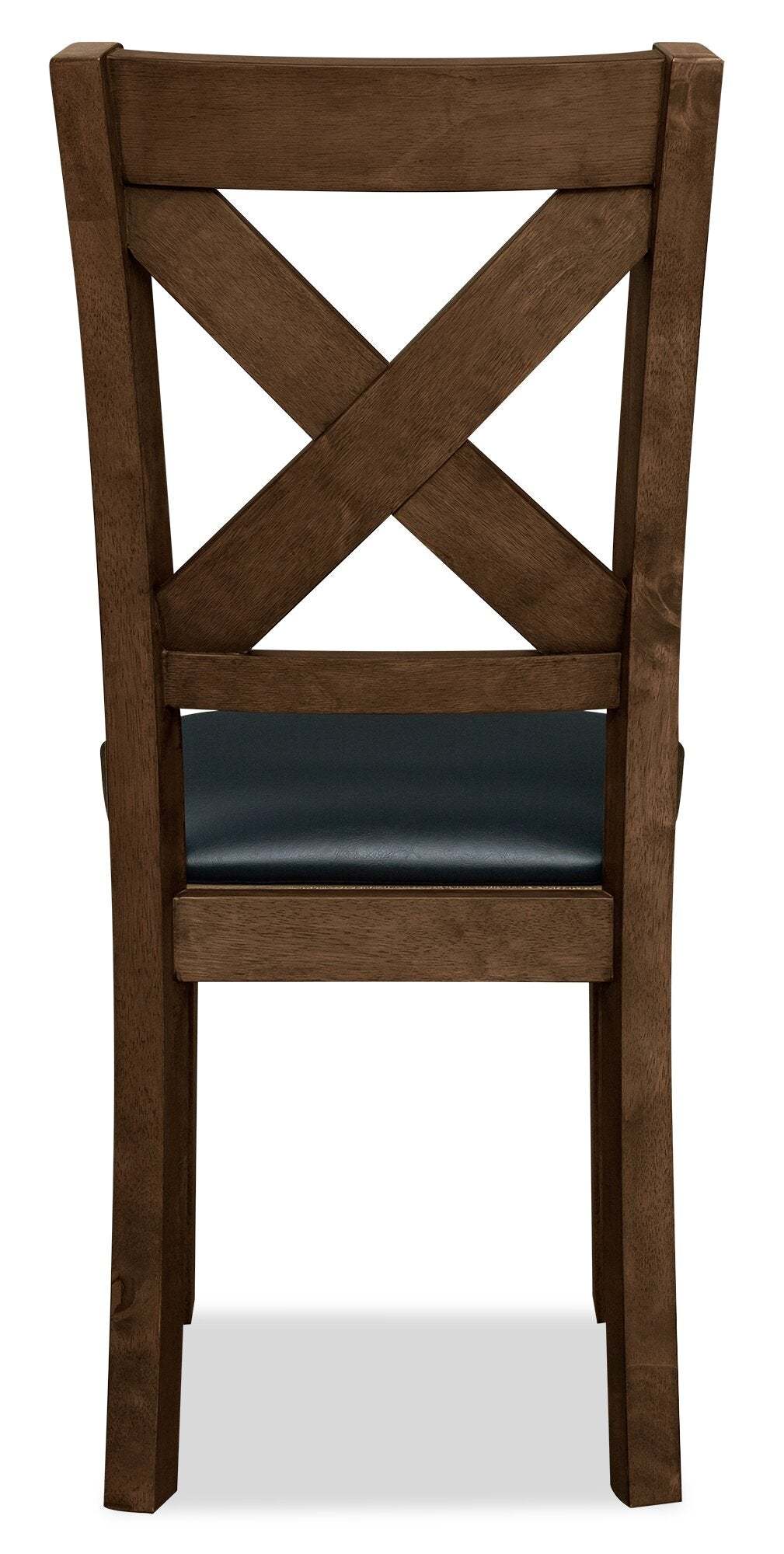 Chaise de salle à manger Talia en tissu de cuir végétalien avec dossier entrecroisé - brune