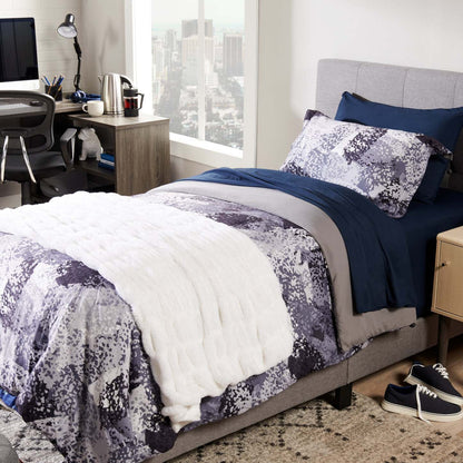 Lit rembourré Tara en tissu d'apparence lin gris, capitonné avec boutons - Taille simple | Lit rembourré Tara en tissu d'apparence lin gris avec capitonnage à boutons - format lit simple