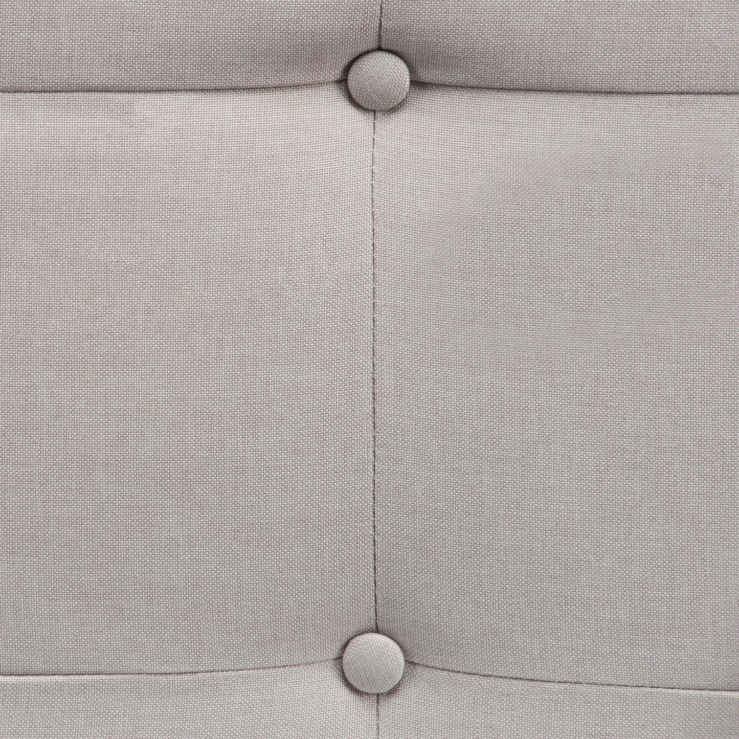 Lit rembourré Tara en tissu d'apparence lin beige, capitonné avec boutons - Pleine grandeur | Lit rembourré Tara en tissu d'apparence lin beige avec capitonnage à boutons - format lit double