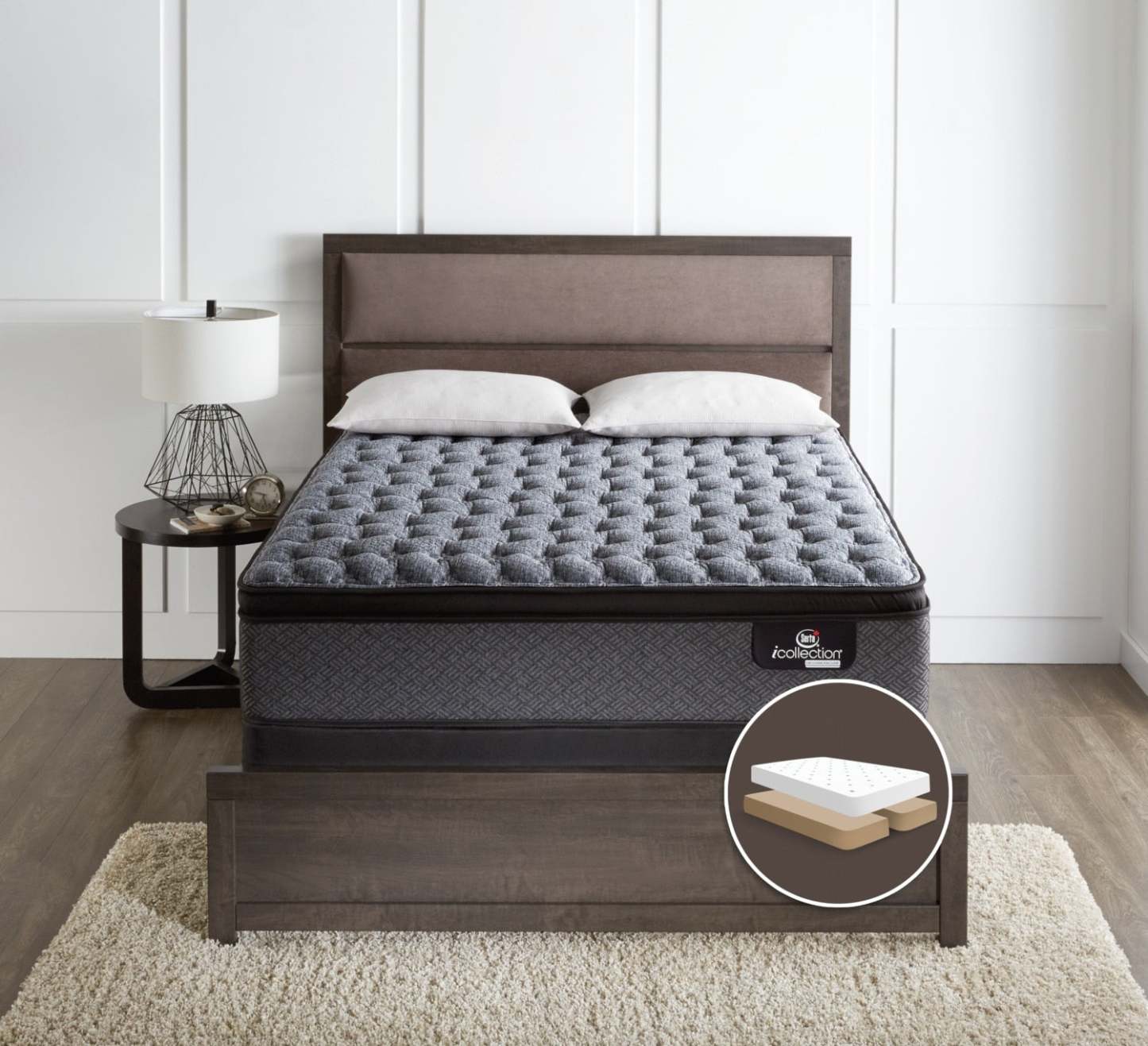 Serta® iCollection® Senna Firm Euro-Top Split Queen Mattress Set|Ensemble matelas ferme à Euro-plateau divisé Senna iCollection de Serta pour grand lit