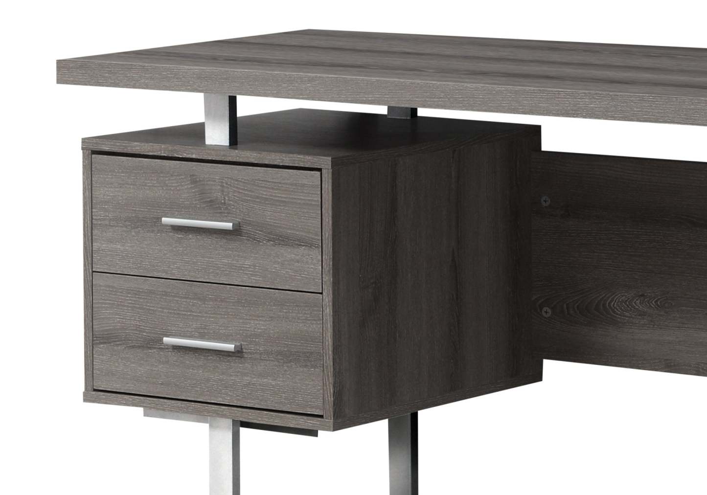 Bureau réversible Teagan 60 à 3 tiroirs - Gris foncé|Bureau réversible Teagan de 60 po à 3 tiroirs - gris foncé