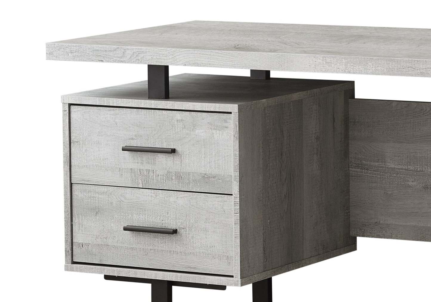 Bureau réversible Teagan 60 avec 3 tiroirs - Gris clair|Bureau réversible Teagan de 60 po à 3 tiroirs - gris clair