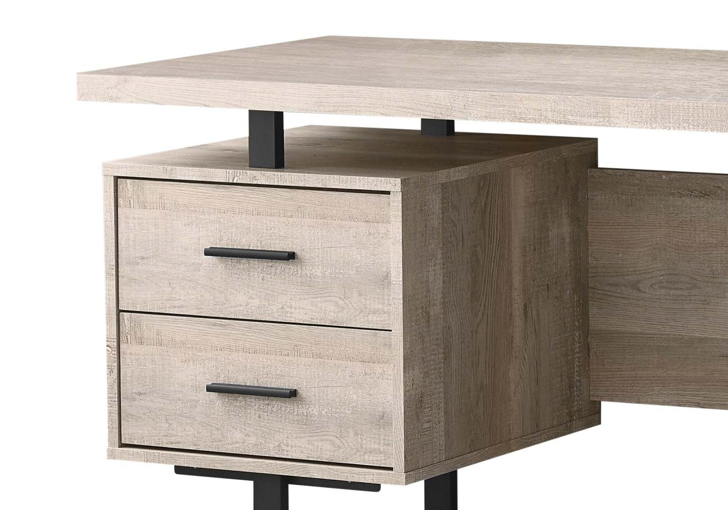 Bureau réversible Teagan 60 à 3 tiroirs - Taupe|Bureau réversible Teagan de 60 po à 3 tiroirs - taupe
