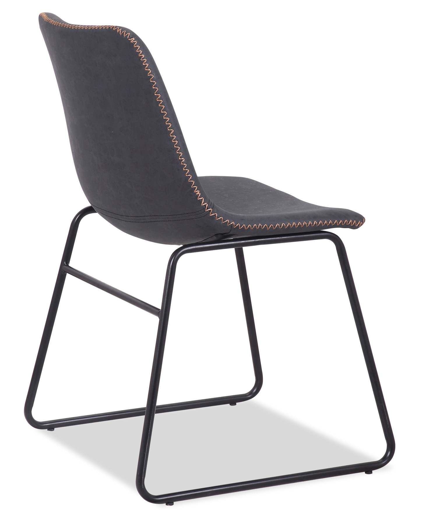 Chaise de salle à manger Tess en tissu d’apparence cuir et en métal - grise