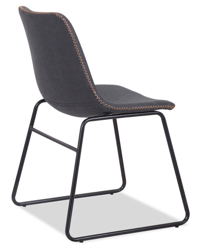Chaise de salle à manger Tess en tissu d’apparence cuir et en métal - grise