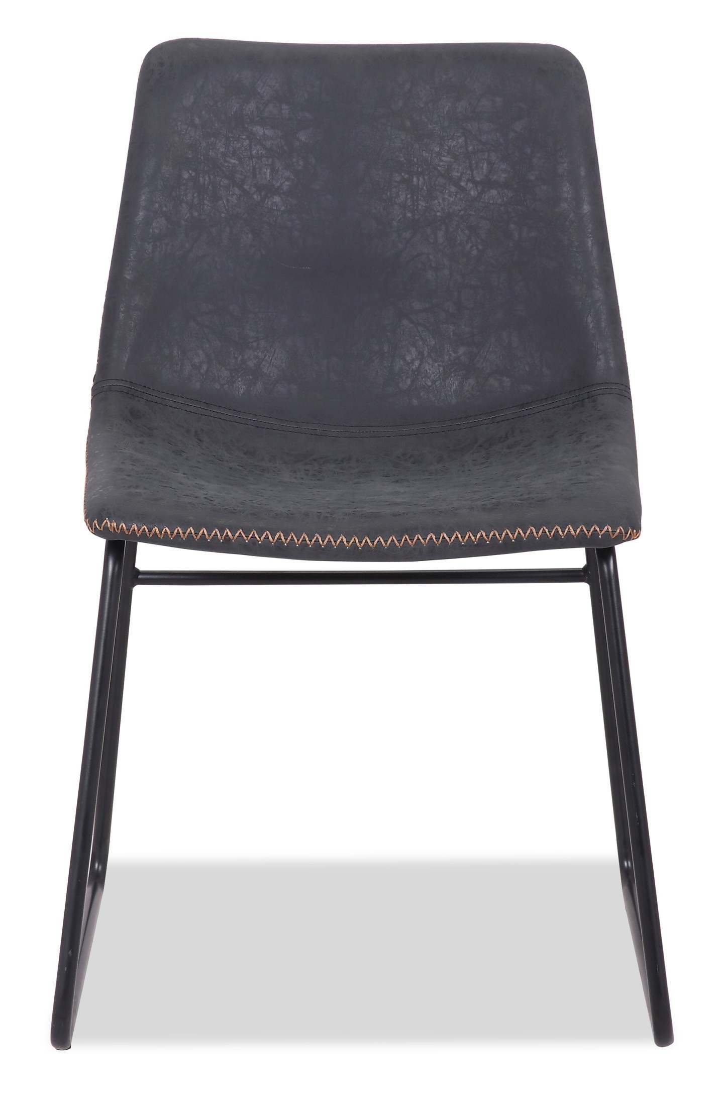 Chaise de salle à manger Tess en tissu d’apparence cuir et en métal - grise