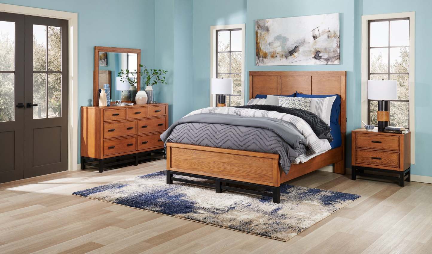 Tilda 3-Piece Full/Queen Comforter Set - Charcoal | Ensemble d'édredon Tilda 3 pièces pour lit double ou grand lit - anthracite