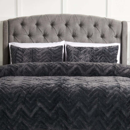 Tilda 3-Piece Full/Queen Comforter Set - Charcoal | Ensemble d'édredon Tilda 3 pièces pour lit double ou grand lit - anthracite