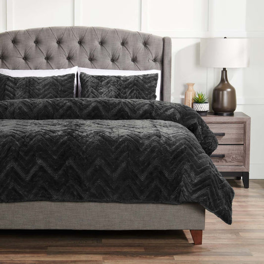 Tilda 3-Piece Full/Queen Comforter Set - Charcoal | Ensemble d'édredon Tilda 3 pièces pour lit double ou grand lit - anthracite