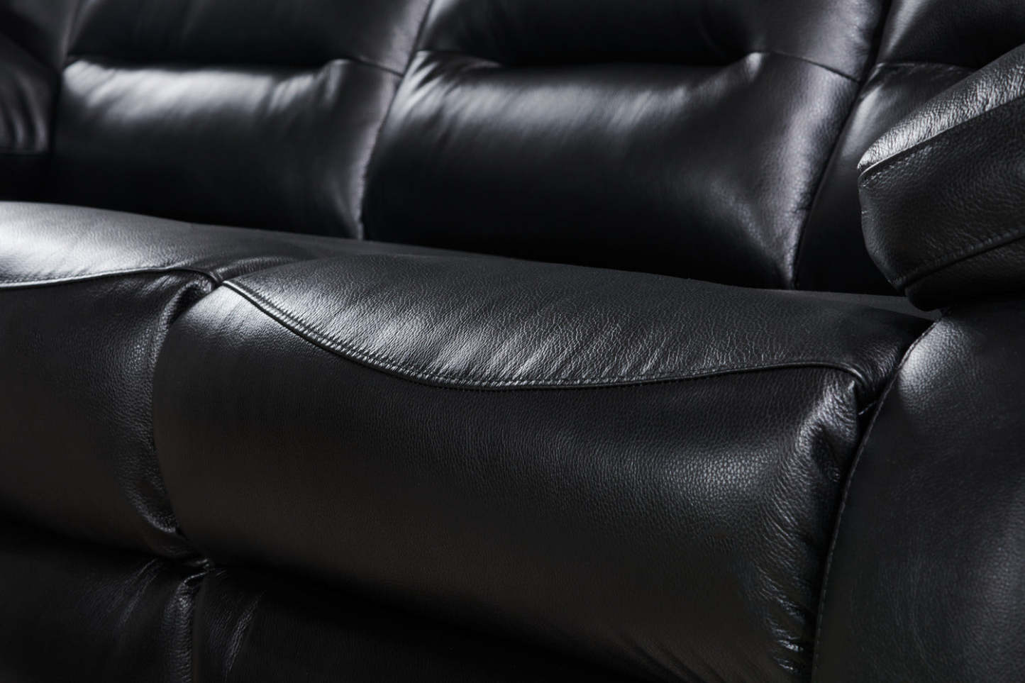 Sofa inclinable Toreno de 86 po en cuir véritable - noir