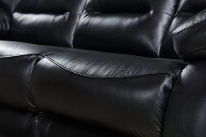 Sofa inclinable Toreno de 86 po en cuir véritable - noir