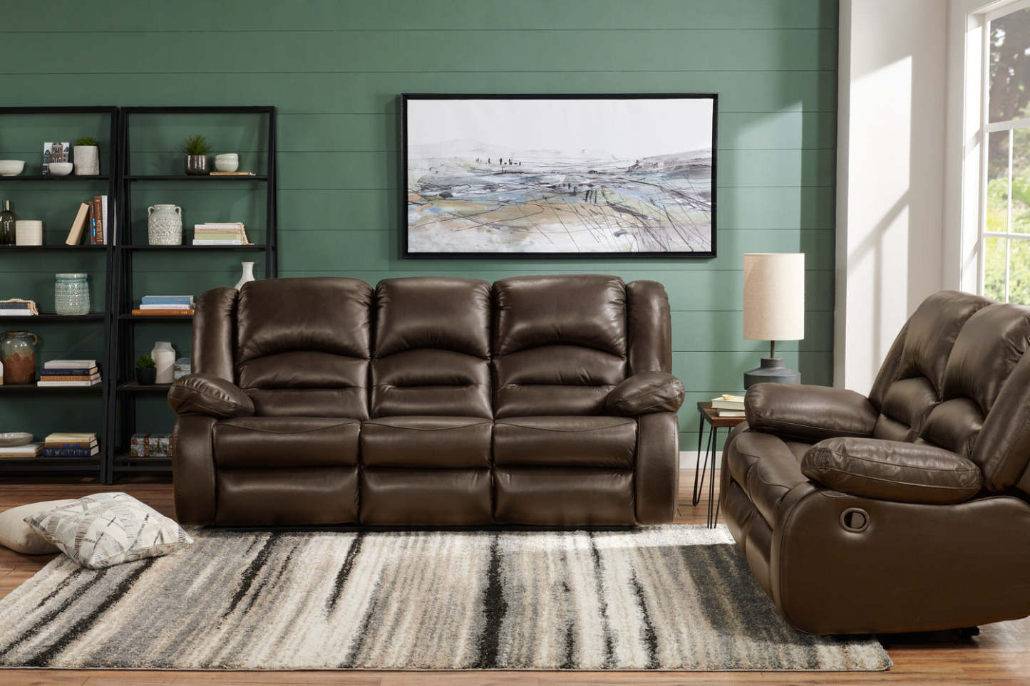 Toreno 64 Genuine Leather Reclining Loveseat - Brown | Causeuse inclinable Toreno de 64 po en cuir véritable - brune