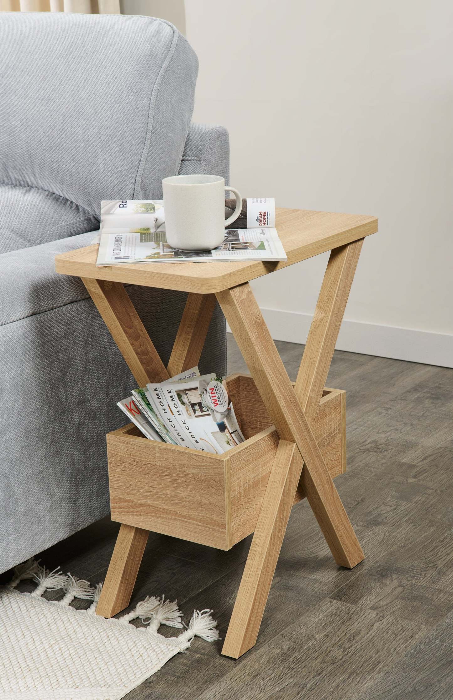 Table de fauteuil Torry de 11,5 po avec compartiment - taupe