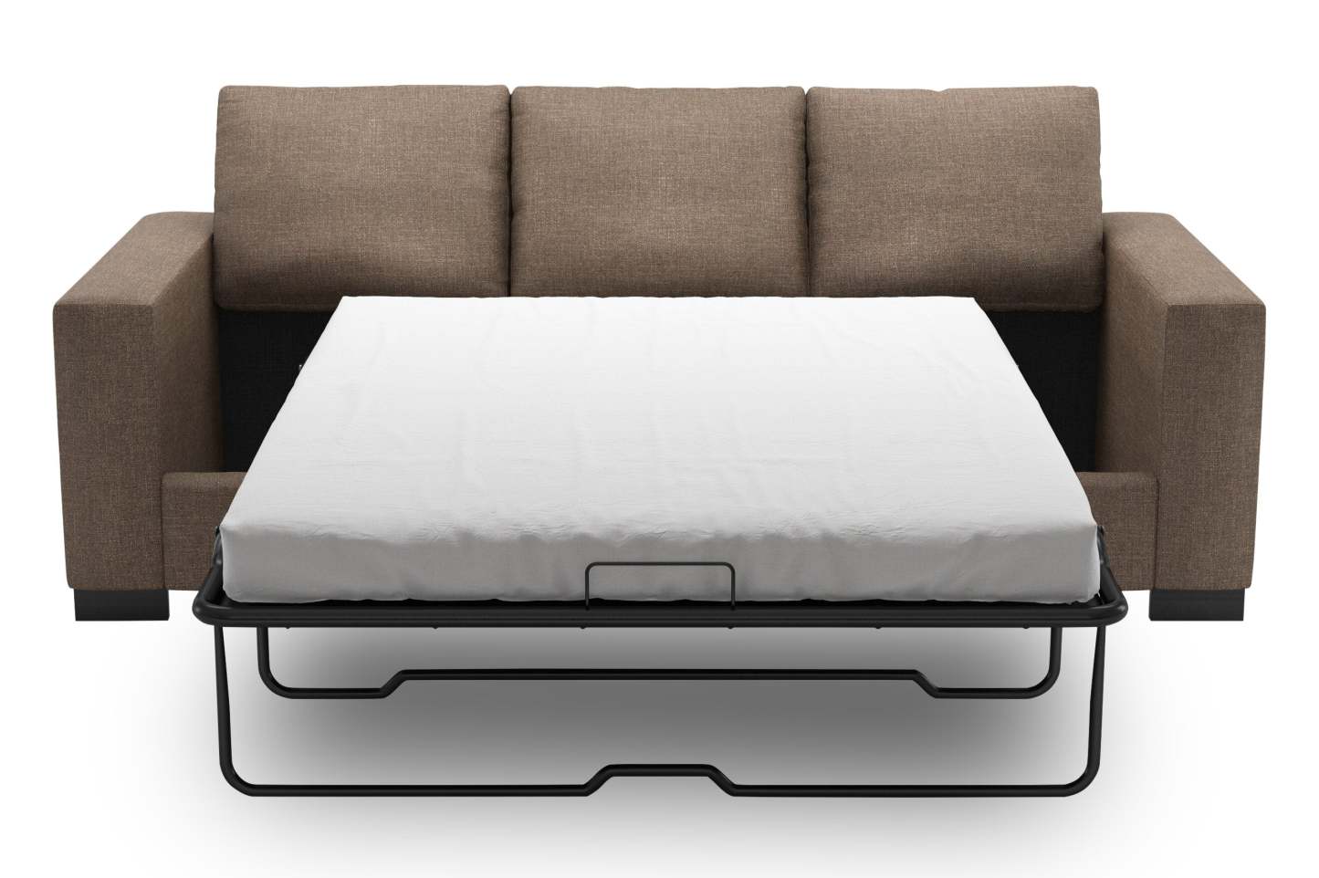 Fabriqué au Canada Canapé Personnalisable Sofa Lab Track 85 en Tissu d'Apparence Lin Canapé-Lit avec Accoudoirs en Piste - Brun Luna Praline | Canapé-lit Track de Sofa Lab de 85 po fabriqué au Canada en tissu d'apparence lin - brun Luna Praline | TR602591