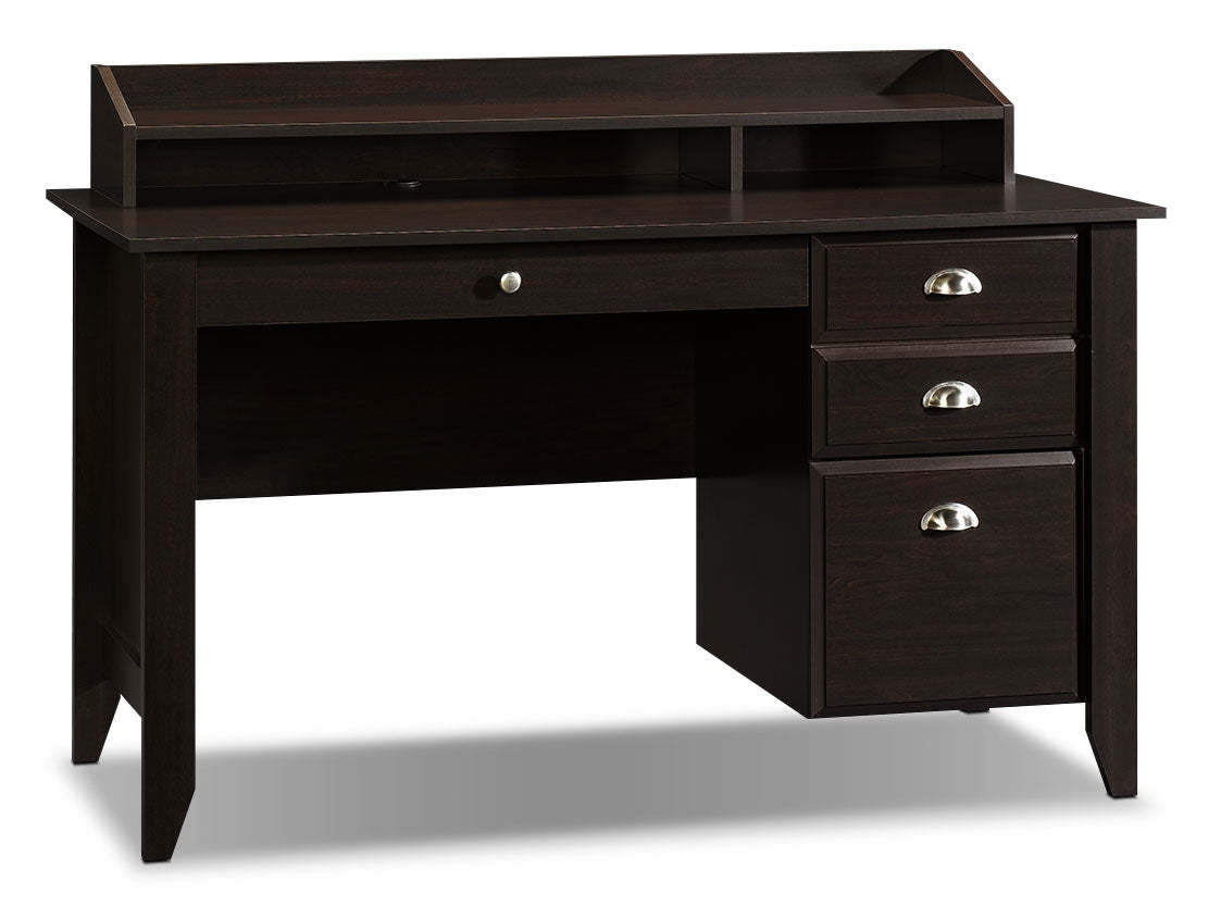 Shoal 53.15 Creek Office Desk with 3-Drawers &amp; Cubbyholes - Dark Brown|Bureau Shoal Creek de 53,15 po à 3 tiroirs avec compartiments ouverts - brun foncé