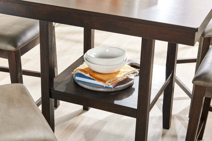 Table à hauteur de comptoir Tribeca, base piédestal, carré 40 W - Gris/Marron | Table carrée Tribeca de 40 po (L) de hauteur comptoir avec pied piédestal - gris-brun