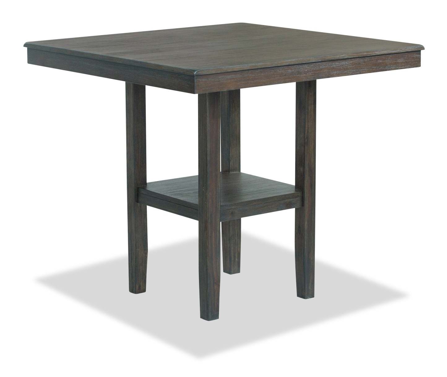 Table à hauteur de comptoir Tribeca, base piédestal, carré 40 W - Gris/Marron | Table carrée Tribeca de 40 po (L) de hauteur comptoir avec pied piédestal - gris-brun
