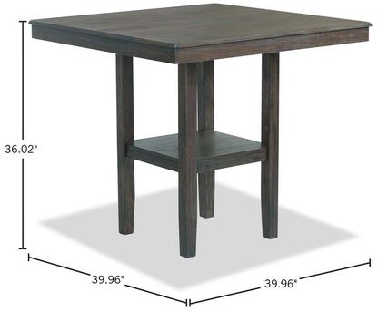 Table à hauteur de comptoir Tribeca, base piédestal, carré 40 W - Gris/Marron | Table carrée Tribeca de 40 po (L) de hauteur comptoir avec pied piédestal - gris-brun