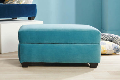 Fabriqué au Canada Pouf de rangement personnalisable The Trunk 39 en tissu de velours - bleu mer | Pouf de rangement The Trunk de Sofa Lab de 39 po fabriqué au Canada en tissu de velours - bleu mer | TRUN3288