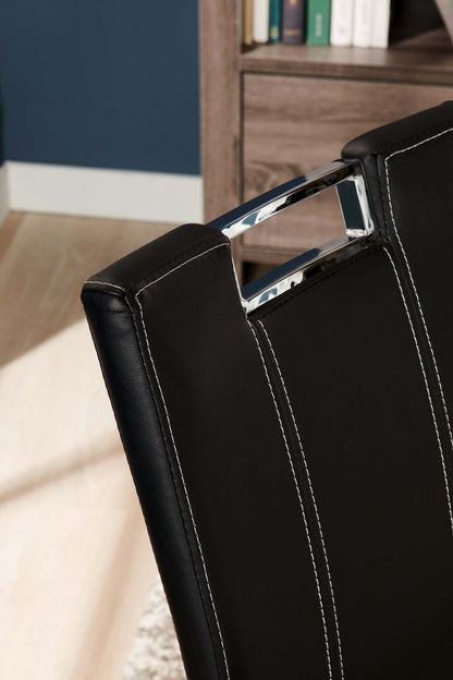 Chaise de salle à manger Tuxedo avec tissu en cuir végétalien, métal - Noir | Chaise de salle à manger Tuxedo en tissu de cuir végétalien et en métal - noire