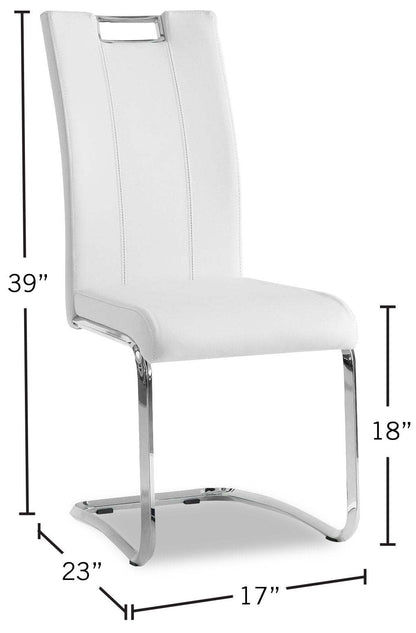 Chaise de salle à manger Tuxedo avec tissu en cuir végétalien, métal - Blanc | Chaise de salle à manger Tuxedo en tissu de cuir végétalien et en métal - blanche