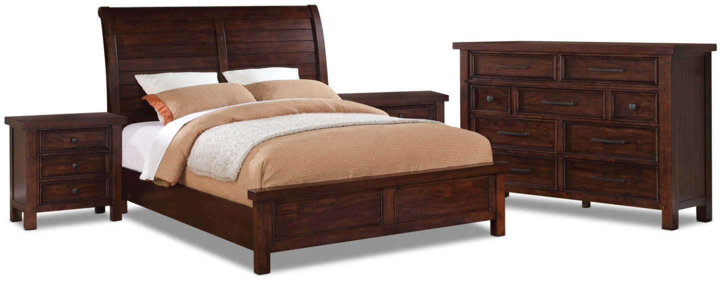 Sonoma 6-Piece King Bedroom Package with 2 Nightstands – Dark Brown|Ensemble de chambre à coucher Sonoma 6 pièces avec très grand lit et 2 tables de nuit - brun foncé