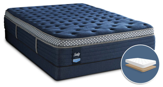 Sealy Posturepedic Ultimate Abbotswell Plush Pillow-Top Low-Profile King Mattress Set|Ensemble moelleux et sommier profil bas Abbotswell Posturepedic Ultimate Sealy pour très grand lit