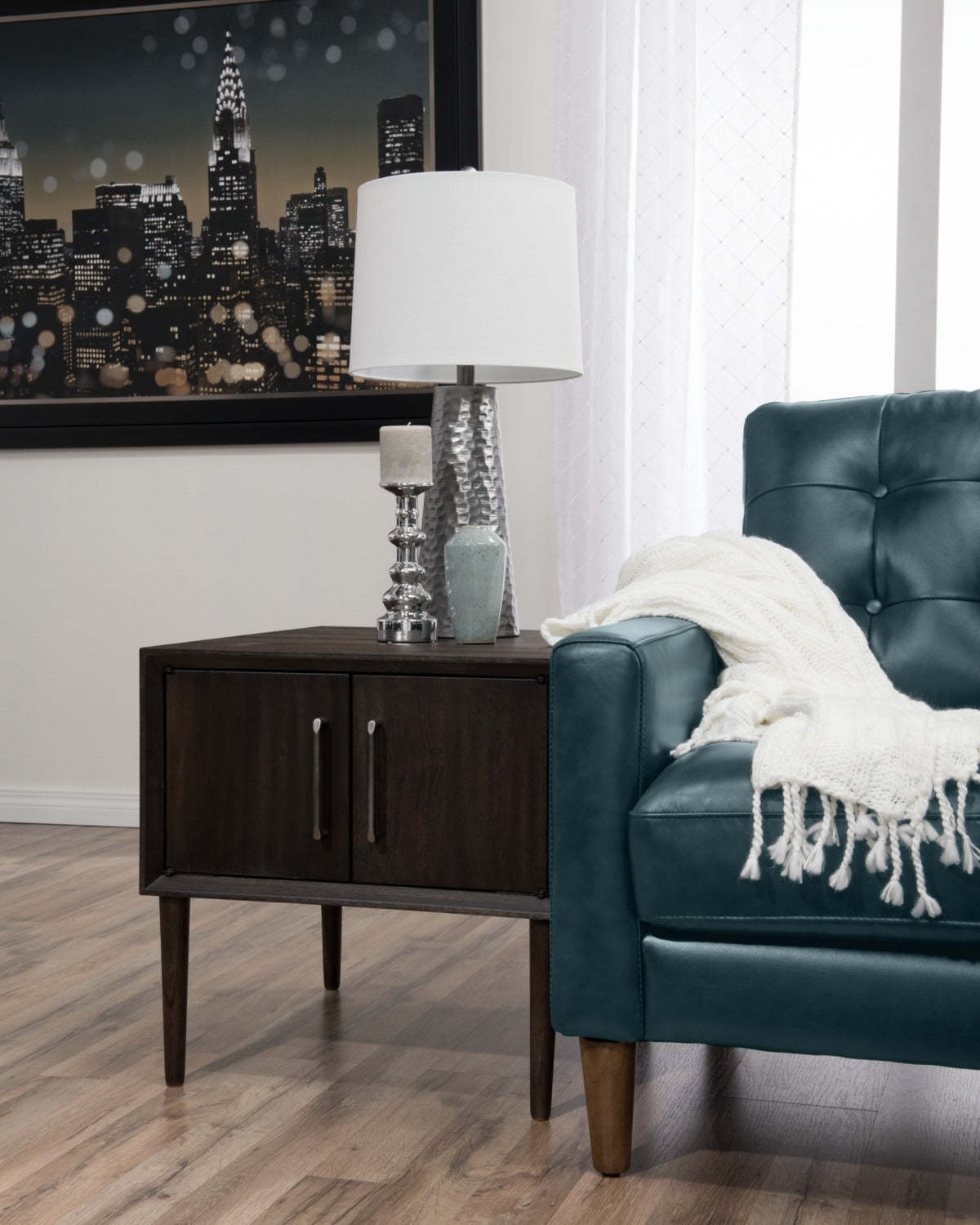 26 Lampe de table vintage en métal martelé|Lampe de table rétro de 26 po en métal martelé