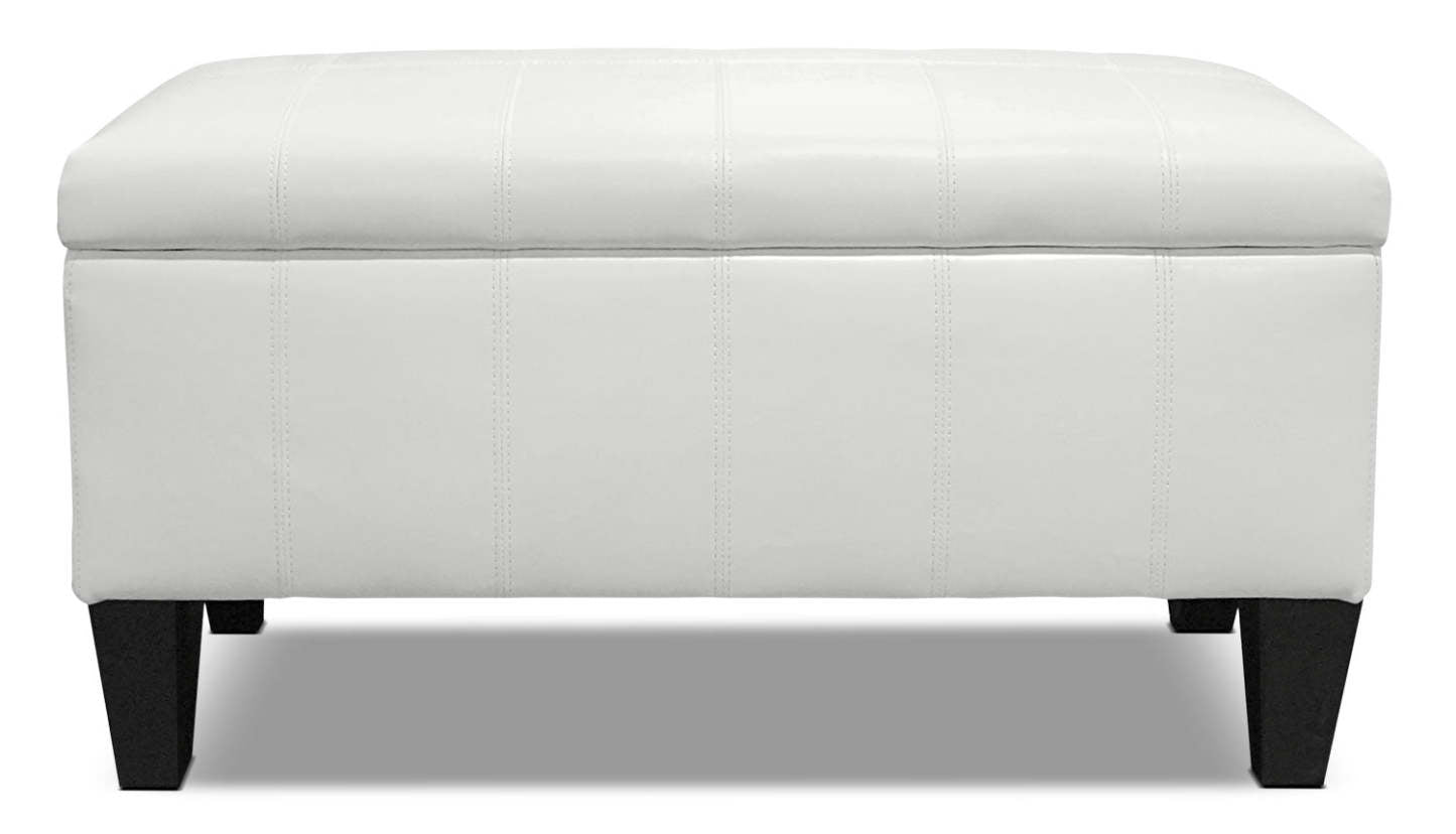 Jackson 40 Storage Ottoman - White Faux Leather|Pouf de rangement Jackson de 40 po - similicuir blanc
