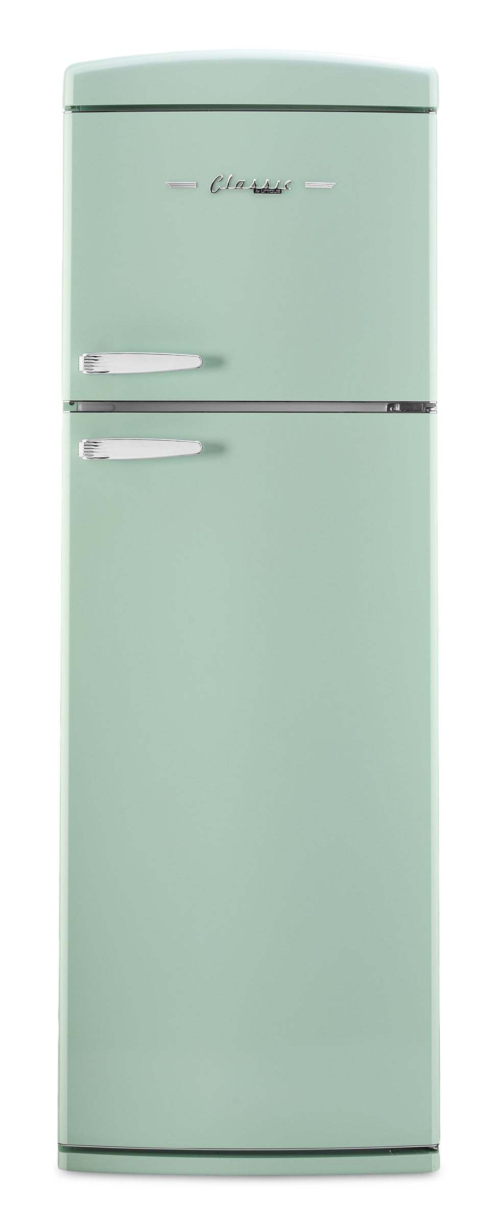 Unique Classique Rétro 24 11 Pi Cu. Réfrigérateur à congélateur supérieur – Vert menthe d'été - UNQ-310L LG MC | Réfrigérateur Classic Rétro d'Unique de 24 po et de 11 pi3 à congélateur supérieur - vert menthe estival - UNQ-310L LG TM