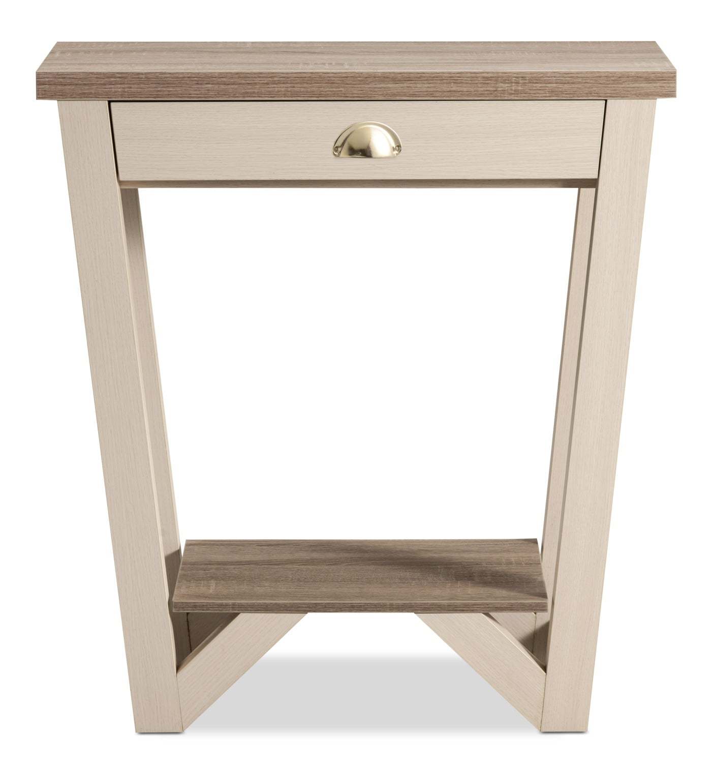 Arika 31 Modern End Table with Storage and Shelf - Ivoire | Table de bout moderne Arika de 31 po avec rangement et tablette - ivoire