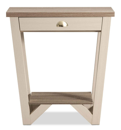 Arika 31 Modern End Table with Storage and Shelf - Ivoire | Table de bout moderne Arika de 31 po avec rangement et tablette - ivoire